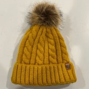 Frye Knit Cuff Beanie with Faux Fur Pom